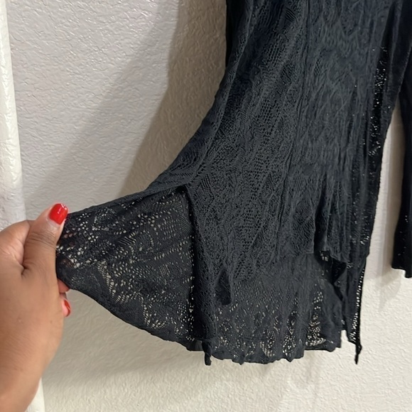 Umgee USA Lace Cowl Neck High-Low Hem Tunic Sweater Black  Size Small - Picture 4 of 12
